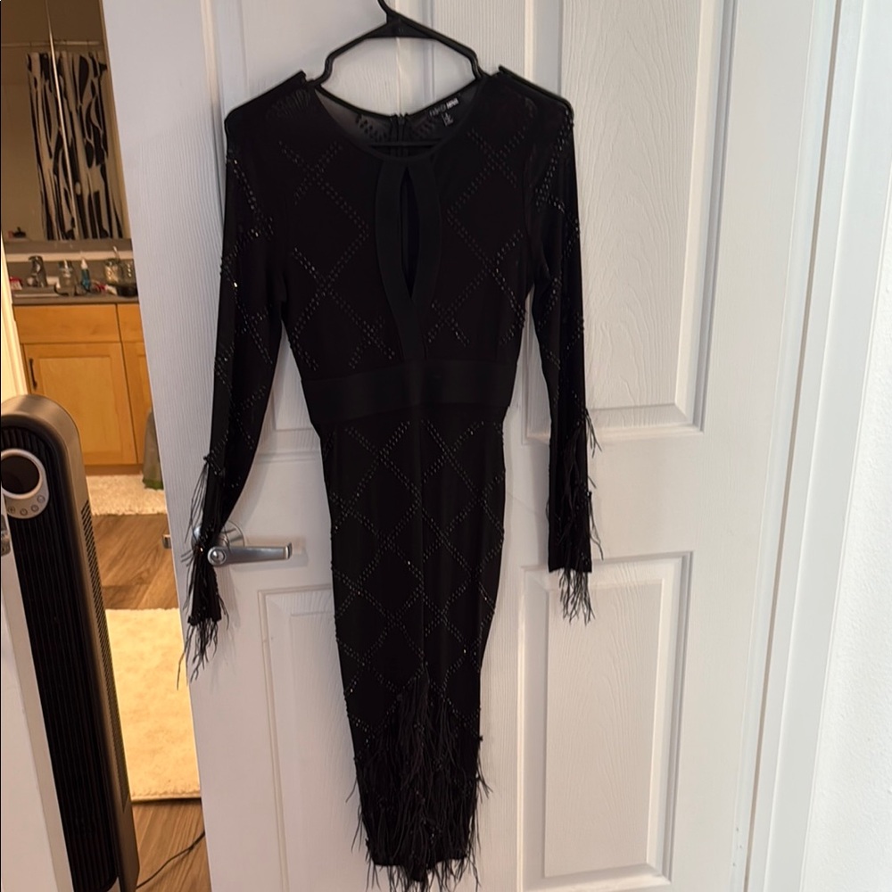 Fashion Nova Black Long Sleeve Bodycon Dress